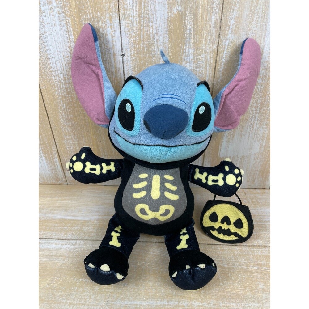 Disney Stitch Halloween Skeleton Costume w/treat Bag 15” Plush